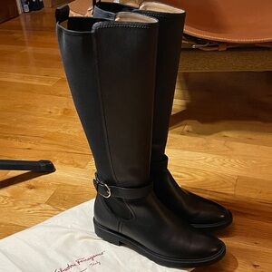 Salvatore Ferragamo Black Over the Knee Boots